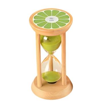 Imagem de Mini temporizadores de areia de madeira, relógio de ampulheta 100% bambu, temporizador de 3 minutos para escova de dentes, jogos de sala de aula, casa, escritório, cozinha (limão + verde + 3 minutos)