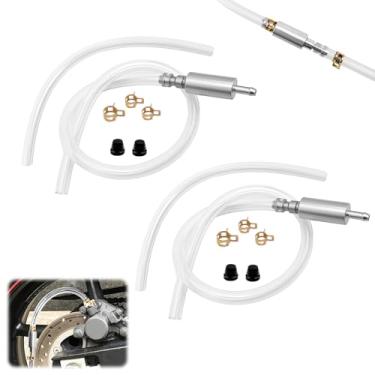 Imagem de Casbomy Pacote com 2 mangueiras de sangria de freio, kit de sangramento de freio de motocicleta com tampa de bocal e braçadeira, ferramentas de sangramento de tubo de válvula de retenção unidirecional