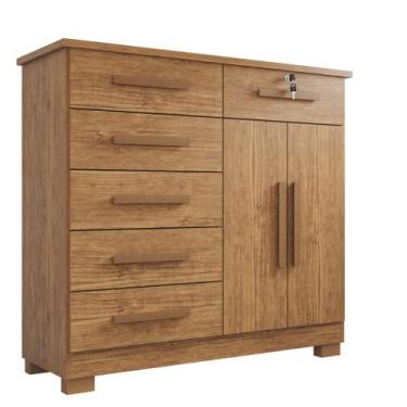 Imagem de Cômoda 02 Portas 06 Gavetas e 01 Chave Itália Com Sapateira Cinamomo -