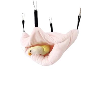 Imagem de Rede de pelúcia de papagaio de pássaro camada dupla galpão de pássaro aconchegante caverna esconderijo cabana para papagaio periquito periquito calopsitas Lovebird quaker conure (rosa, P)