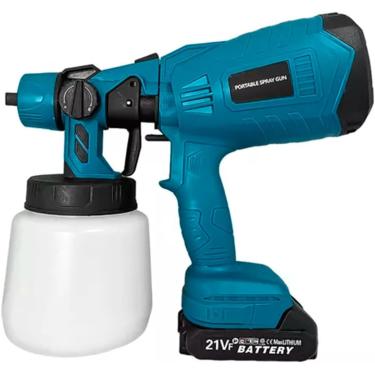 Imagem de Pistola de Pintura e Pulverizadora Elétrico Portátil 21V 2x Baterias Recarregavel