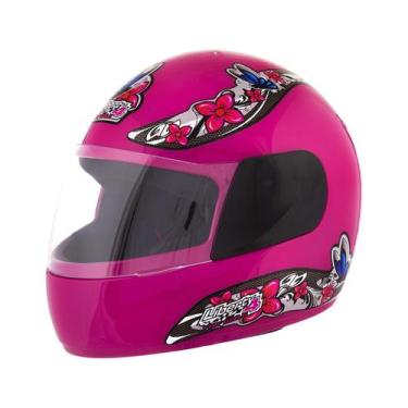 Imagem de Capacete Feminino Rosa Tamanho 58 ProTork Viseira Cristal Casco Em ABS