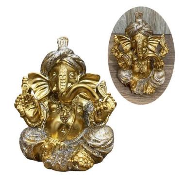 Imagem de Ganesha Hindu Deus Sorte Prosperidade Sabedoria Resina 11cm - Mundo Ca