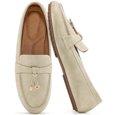 Imagem de FUDYNMALC Mocassins femininos sem cadarço: Mocassins casuais confortáveis femininos elegantes para caminhada para negócios, trabalho, escritório, Poliuretano bege, 38