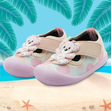 Imagem de Sapameia Antiderrapante Infantil Menina Mz Shoes Rosa/Ursinho, 17/18, 