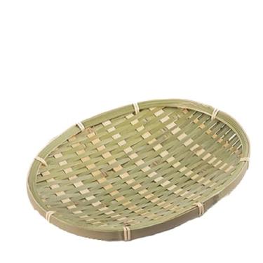Imagem de Conjunto De Bandejas De Bambu Trançadas À Mão, Cesta Multifuncional Para Armazenamento De Alimentos Com Design Oco Respirável(Oval 24x18cm)