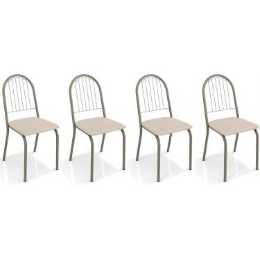 Imagem de Cadeira Sala de Jantar Noruega 2C077NK Aço Kit 4 Un Niquel/ano Bege - Kappesberg