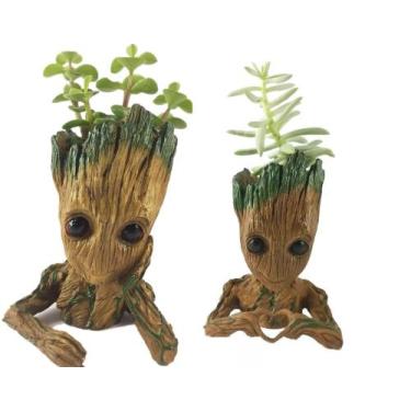 Imagem de Kit Baby Groot Mão No Rosto E Coração Suculentas Porta Objeto Marvel -