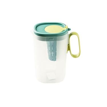 Imagem de Conjunto de jarra de água, geladeira, chaleira fria, xícara de chá de grande capacidade, garrafa de água gelada, chaleira fria, suco, chá, bebida, balde, jarro de água, jarro com copos (cor: branco