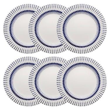 Imagem de Kit Jogo 6 Pratos Rasos Biona Colb em Cerâmica Decorada 26 cm - Oxford