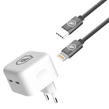 Imagem de Carregador Turbo Duplo Tipo C + 2UN Cabo Symetric - Lightning / Tipo C - 1,5M - Gshield