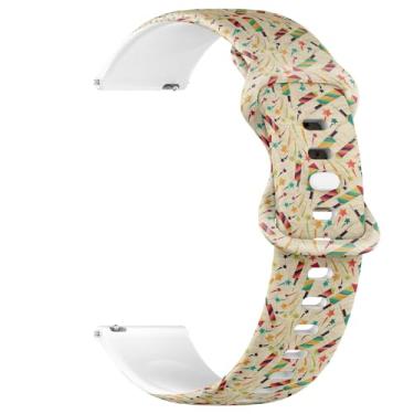 Imagem de Pulseira de silicone macia compatível com Garmin Forerunner 245/245 Music, Forerunner 645/645 Music, Forerunner 55, 20 mm (Fireworks On amassada)
