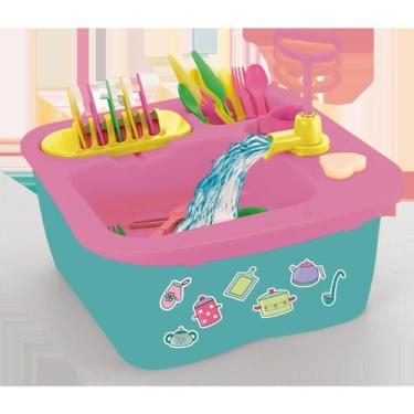 Imagem de Pia De Cozinha Infantil Acqua Brink Com 22 Acessórios Homeplay