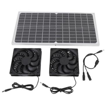 Imagem de Mingzhe Kit de Ventilador Duplo Alimentado por Energia Solar Painel Solar Monocristalino de 16w Com Moldura de Alumínio Solar Fan Coop Coop Greenhouse Shed Pet House do Lado de Fora