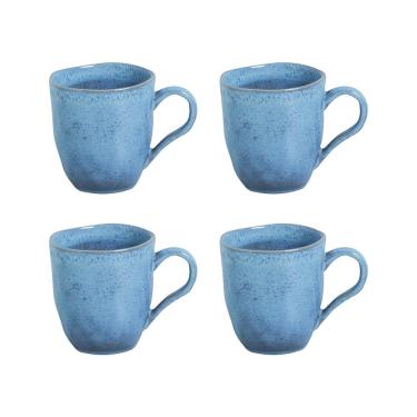 Imagem de Conjunto de Canecas Porto Brasil Orgânico Breeze em Stoneware Azul 273ml - 4 Peças