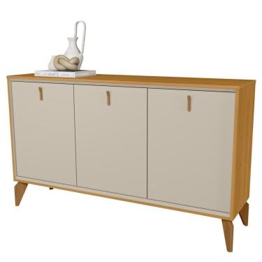 Imagem de Aparador Buffet Para Sala De Jantar 3 Portas 136cm Urias L05 Tauari Off White Fosco - Lyam Decor