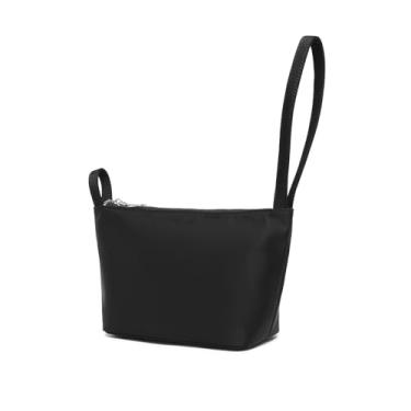 Imagem de YONBEN Bolsa de pulso feminina com fecho de zíper de lona, Preto/Nylon