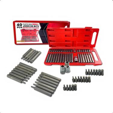 Imagem de Jogo Ferramenta Bits Torx Allen Multidentado 40 Peças Maleta