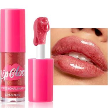 Imagem de Mefyhtune Lip Plumper Gloss Glitter Tinted Plumping Lip Gloss para mulheres, hidratante de longa duração, brilho hidratante, brilhante, não pegajoso, brilho labial (nº 02)