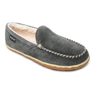 Imagem de Minnetonka Men's Tilden Moccasin Suede Indoor and Outdoor Slippers, Grey, 8.5 M US