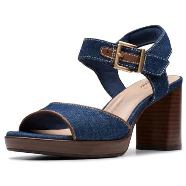 Imagem de Clarks - Sandália feminina Ambyr Lyn Faye, Jeans escuro, 9 Wide