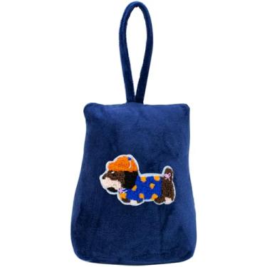 Imagem de CERAYOU Batente de porta decorativo pesado, batente de porta trapézio resistente com alça, protetores de parede de batente de piso de porta de tecido macio, cachorro azul escuro