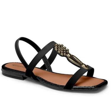 Imagem de Sandália Feminino Mississipi Rasteira Pedraria, Preto, 38