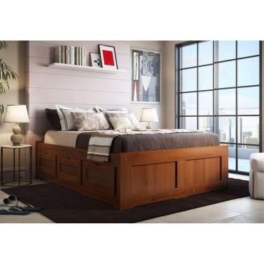 Imagem de Cama Casal 6 Gavetas Dreams Madeira Maciça Castanho R