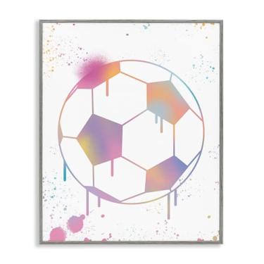 Imagem de Stupell Industries Arte giclée emoldurada cinza com bola de futebol grafite, design por Marcus Prime, 76 x 61 cm