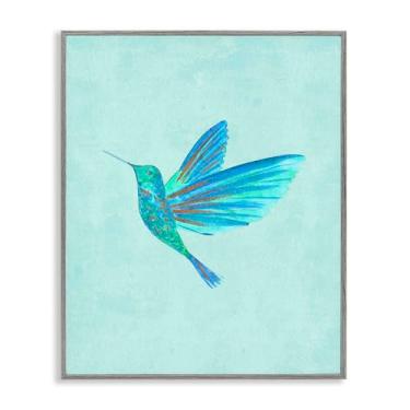 Imagem de Stupell Industries Arte giclée emoldurada cinza com beija-flor azul, design de Camila Juncos, 76 x 61 cm