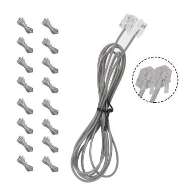 Imagem de Fio Cabo RJ11 Telefonico 1M e 60cm Kit 50 uni Telefone Fixo Fax Extens