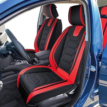 Imagem de OASIS AUTO Capa de assento de couro PU de ajuste personalizado compatível com Subaru Forester Outback Legacy Impreza Crosstrek 2010-2025 (conjunto completo, vermelho)