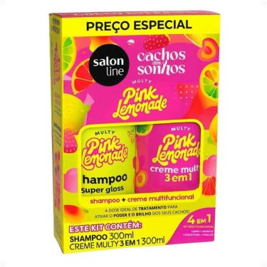 Imagem de Kit Salon Line Pink Limonade Cachos Dos Sonhos: Shampoo e Creme Multifuncional 300ml