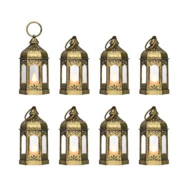 Imagem de Mini Lanterns LLQ de 13 cm de latão escovado, pacote com 8 baterias LE