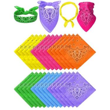 Imagem de Lenço de algodão Paisley Neon tipo Bandana Unit 54x54 cm 36 unidades -