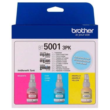 Imagem de Kit garrafa de tinta Brother InkTank BT5001-3PK Cores 3uni