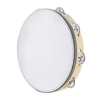 Imagem de Pandeiro de manivela de 20 cm, sinos de metal e instrumentos de percussão são ideais para casamentos na igreja, festas e jogos, incluindo jogos de festa de casamento e KTV. O tambor pode ser DIY (20