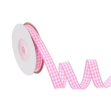 Imagem de PATIKIL Fita guingão de 10 jardas x 9,5 cm, fita xadrez de nylon quadriculada para presente para grinalda de laço de Ação de Graças, artesanato, aniversário, casamento, rosa