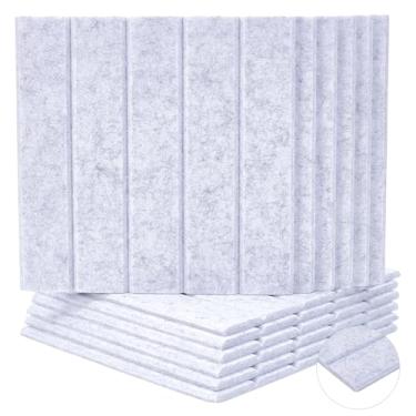 Imagem de UNICRAFTALE 12 peças de placas grandes de cortiça para paredes, azulejos de feltro autoadesivos cinza pálido, 30,5 x 30,5 cm, quadro de avisos de feltro para decoração de escritório, protetores de