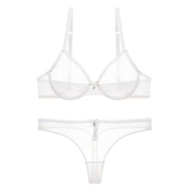 Imagem de Conjunto de sutiã e calcinha Varsbaby See Through Sheer Mesh 34D