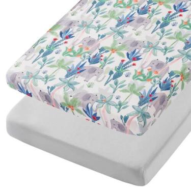 Imagem de Lençol com elástico TILLYOU Mini Crib 96 x 61 cm, macio, pacote com 2