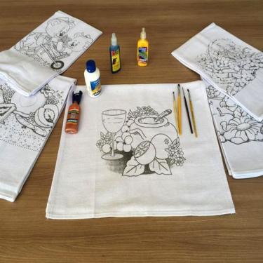 Imagem de Pano De Prato Lomaer Sacaria Estampado Tradicional 12 Unidades Branco