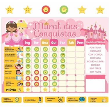 Imagem de Quadro De Incentivo Rotina De Geladeira - Princesas Emojis