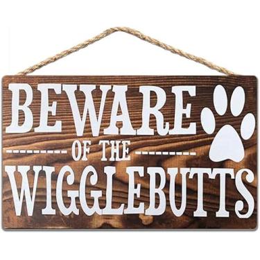Imagem de Sinais de madeira/Cuidado com os Wigglebutts Placa de madeira rústica para porta da frente, decoração de casa de fazenda, cozinha, café, pub, decoração, arte de madeira, presente de decoração de