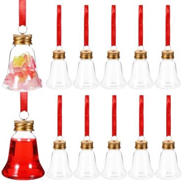 Imagem de TOYANDONA 12 Peças de Bolas de Enfeites de Plástico Transparentes para Encher - Bolas de Sino de Natal Transparentes, Enfeites de Natal Faça Você Mesmo para Festa de Casamento, Decoração de Árvore