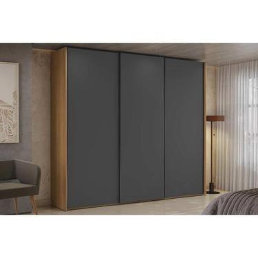 Imagem de Guarda Roupa Casal 3 Portas de Correr e 4 Gavetas T582 Canela/Grafite 