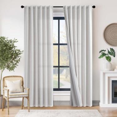 Imagem de Cortinas jinchan Linen Blackout 229x228cm com forro cinza, 2 painéis