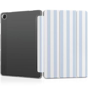 Imagem de DONGKE Capa para Samsung Galaxy Tab A9+/A9 Plus 27.9 cm 2024 2023 (SM-X210/X216/X218), suporte fino, capa traseira translúcida, capa inteligente, despertar/hibernar automaticamente - listras azuis