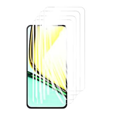 Imagem de 4 protetores de tela para Realme C67 5G, vidro temperado cristal 9H, capa de alumínio antirriscos, compatível com impressão digital de 6,72" (HD)