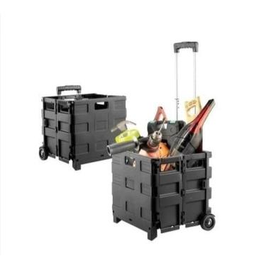 Imagem de Carrinho Dobrável Multiuso Portátil Vira Maleta Cesto Feira 33 x 36 x 40 cm